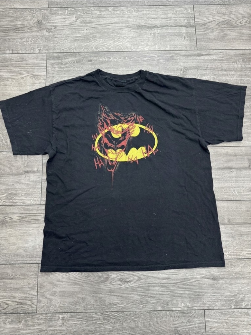 Black Batman Graphic Tee with Joker Artwork